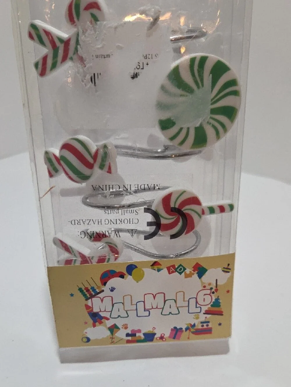 Christmas Candy Swirl Shower Curtain Hooks